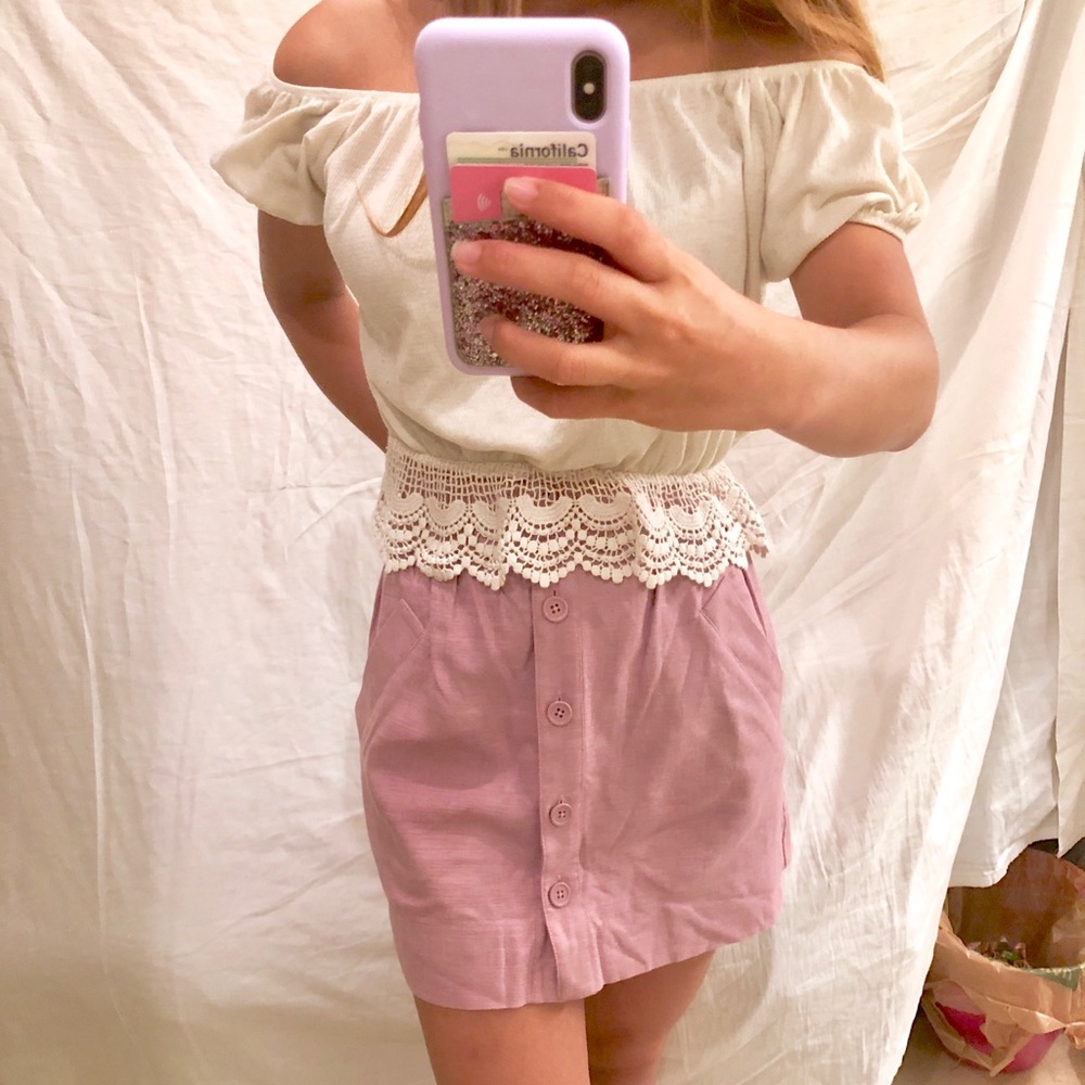 💫lavender button up skirt WITH POCKETS